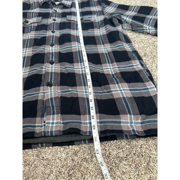 L.L. Bean Men’s L Fleece-Lined Flannel Shirt Traditional Fit Plaid Shacket Black - Picture 12 of 13